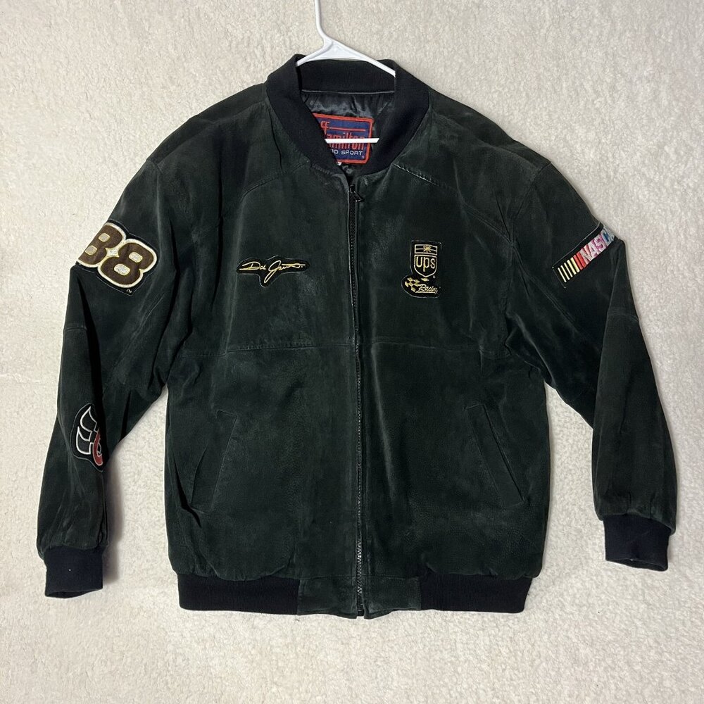 Jeff Hamilton Pro Sport Suede Jacket NASCAR Ups Men’s XL Black Dale Jarrett
